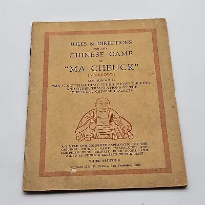  Rules & Directions For The Chinese Game Of Ma Cheuck  1920s Mah Jong  Rule Book • $23