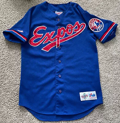 Montreal Expos VTG 90s Majestic Diamond Collection Blue Mesh Jersey Mens Small • $85