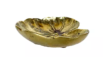 Vtg Virginia Metal Crafters Solid Brass Geranium Leaf Trinket/Coin/Ring Dish • $22