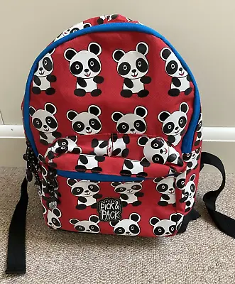 Kids Backpack - Pick & Pack Panda - Pockets & Adjustable Straps V Good Condition • £4