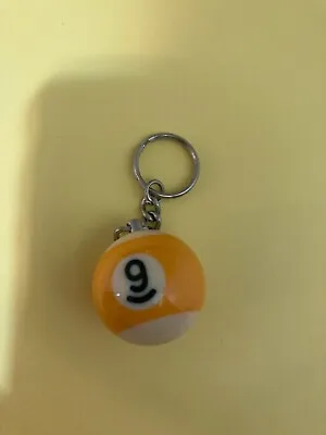 Vintage Old Glass Yellow Billard Ball Number 9 Keychain Keyring • $5.81