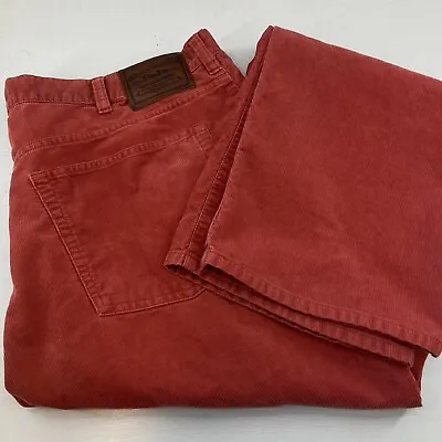 Polo Ralph Lauren Corduroy Pants Mens 40 X 30 Burgundy Red Leather Dungarees Tag • $24.95