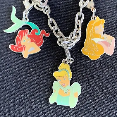 Disney Princess Charm Bracelet Ariel Cinderella Aurora Signed Vintage 7” • $21.99