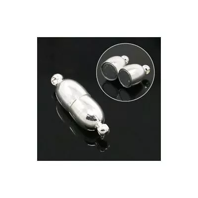 £3.29 • Buy Brass Magnetic Clasps Silver Oval 7x21mm Pack Of 3