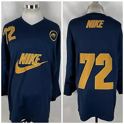 Vintage Nike Hockey Jersey 72 1972 Navy Blue Y2K Mesh Retro Hip Hop XXL 2XL • $55.96