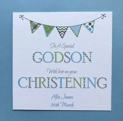 £2.85 • Buy Personalised Boys Christening Card - Christening Day Card - Godson Grandson Son