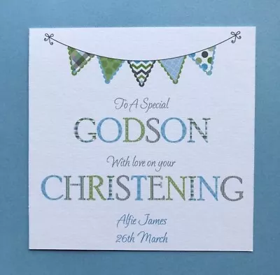 £2.85 • Buy Personalised Boys Christening Card - Christening Day Card - Godson Grandson Son