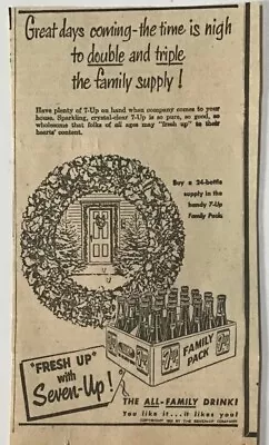 1953 Newspaper Ad For 7UP Seven-Up Soda Pop - Stock Up For Christmas Holidays • $3.46