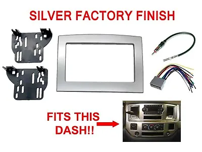 Silver Double Din Dash Kit Install Radio Stereo Fits 2006 2007 2008 Dodge Ram  • $25.99