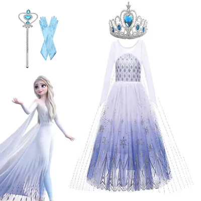 Frozen 2 Inspired Snow Toddler Princess Costume Trailing Elsa Dress For Girls • $20.99