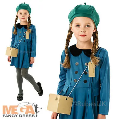 Wartime Girl Fancy Dress Childrens 1930s 1940s Kids Book 40's Costume Outfit • £10.49