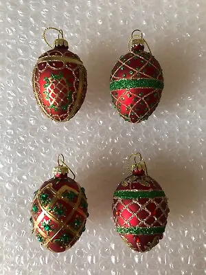 £12 • Buy Gisela Graham Glass Egg Shaped Christmas Tree Decorations (Set Of 4)