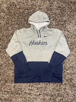 Nike UConn Huskies Navy Gray XL Dri_FIT Hoodie Sweatshirt Pullover W/ Pockets • $19.99