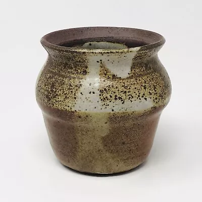 Studio Pottery Small Planter Vase Brown Succulent Speckled Rustic Artisan Signed • $12.06