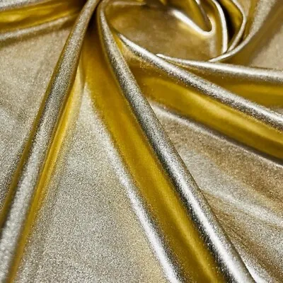 4-way Stretch Fabric Golden Metallic Foil Spandex 60  Wide By Yard For Swimwear • $12.99