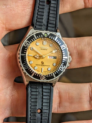 $200 • Buy Citizen Ladies 150m Crystron Quartz Diver Type 7500 757812-Y Light Orange Dial