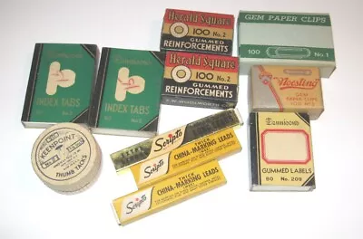 Lot Of Vintage OFFICE SUPPLIES - Thumb Tacks Paper Clips Scripto Lead + MORE • $18