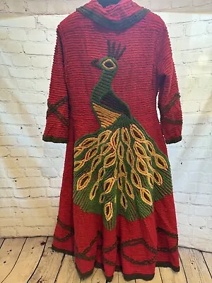 Vintage Red Peacock Chenille Robe One Size • $275.99