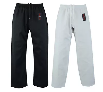 VADER Kids/Adult Karate Trousers Gi Pants White Black Aikido Martial Arts Kungfu • £14.99