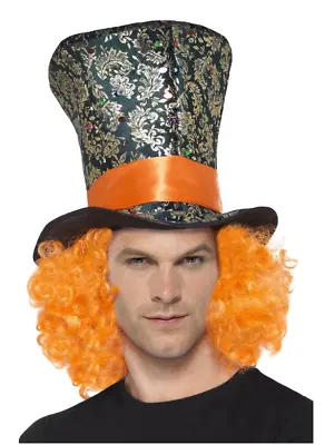 NEW Mad Hatter Top Hat With Attached Hair World Book Day Fancy Dress Accessories • £10.99