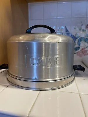 $29 • Buy Vintage 1950s KROMEX Two-Part Metal Cake Tin Carrier With Locking Lid