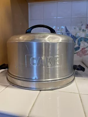 $29 • Buy Vintage 1950s KROMEX Two-Part Metal Cake Tin Carrier With Locking Lid