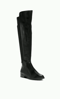 Nib Michael Kors Bromley Flat Boots  Leather & Stretch Material Black 5.5 • $149.99