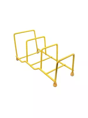 Vintage Mid Century Vinyl Coated Dish Rack Organizer Records YELLOW Graduated • $18