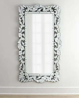 XL Ornate Crown Venetian Mirror Floor Wall FULL LENGTH Dressing Arch HORCHOW 72  • $1299