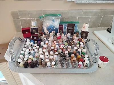 Large Thimble Collection Lot; Pewter Porcelain Wood Metal Advertising Bisque • $30