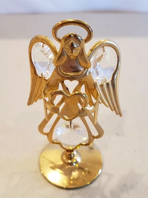 $24 • Buy Swarovski 24 Karat Gold Plated Angel Jesus Heart Halo Figurine Elements