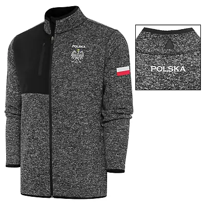 Polska Polish Antigua Fortune Full- Zip Jacket Smoke Heather Black • $59.99