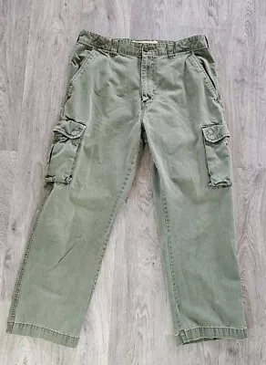 Vintage American Eagle Cargo Pants Mens 34x30(34x28) Green Military Distressed • $29