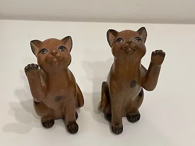 Vintage Pair Of Collectible Ceramic Brown Cat Bookends Book Ends About 7.5  Tall • $39.95