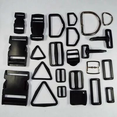 £2.95 • Buy Plastic Metal Webbing Strap Fitting Buckle D Ring Clip Slider 20 25 38 50mm 359