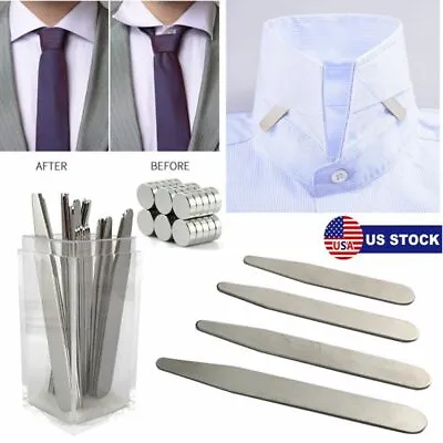 10/20/36/40 Magnetic Metal Collar Stays Stiffeners+10 Magnet Insert In Box Shirt • $6.99