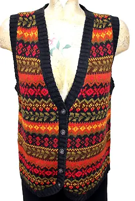 Erika Classics Vest Vtg. Fair Isle Colorful Folk Cottagecore Warm Sweater - Sz S • $8.95