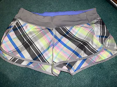 Lululemon Run Speed Shorts Sz 10 2.5” Rad Plaid Multi 2 Way • $19.99