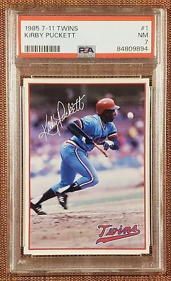 1985 7-Eleven Twins #1 Kirby Puckett Minnesota Twins Rookie Baseball Card PSA 7 • $59.99