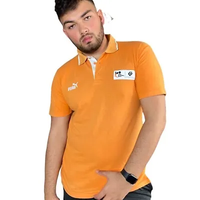 Valencia Football Puma Polo Shirt Size Large Men’s Short Sleeved Cotton Orange • £11.99