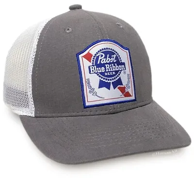 Pabst Blue Ribbon Dark Grey / White Canvas Cap With Mesh Back • $19.99