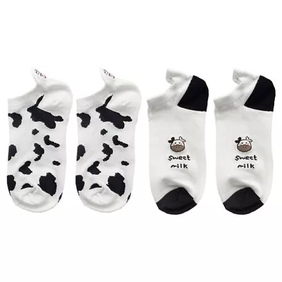  2 Pairs Cow Socks Cotton Men's Print Fuzzy For Anklet Crew Women • £5.38