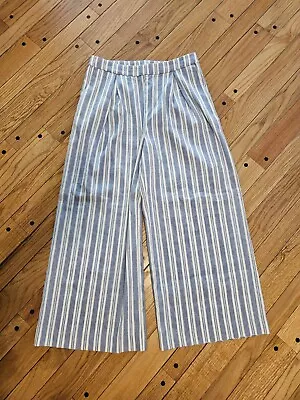 Vince Camuto 6 Linen Blend Pants Crop Blue White Striped • $22