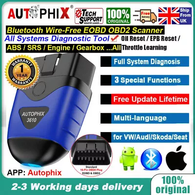 £46.55 • Buy For VW Car ABS SRS OBD2 Scanner Code Reader Reset EPB All System Diagnostic Tool