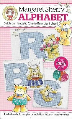 Margaret Sherry Charlie Bear Giant Alphabet Monogram Cross Stitch Chart Pattern • $11.95