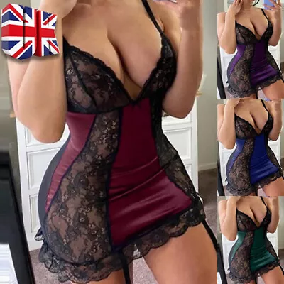 Women Ladies Sexy Valentine Lingerie Lace Babydoll Underwear Nightwear Sleepwear • £5.59