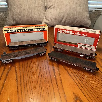 LIONEL Lot Of 4 Flat Cars With Real Wood Platforms Hand Painted Lot # 12 • $65