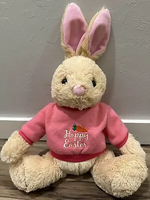 Happy Easter Plush Bunny Rabbit 13” Wearing Pink Sweater • $10