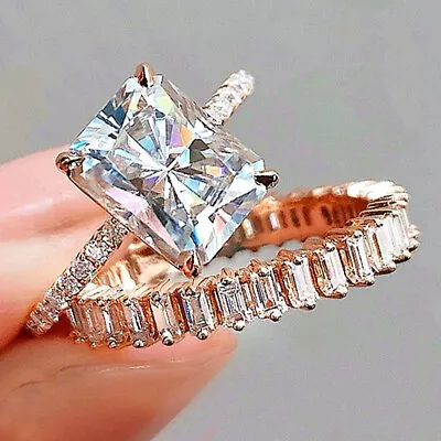 Charm Women Cubic Zirconia Rings 2pcs/set 14k Rose Gold Plated Jewelry Size 6-10 • $3.65