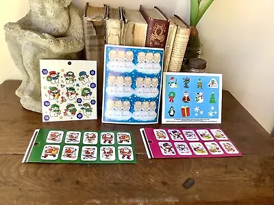 Lot Of 5 Vintage Christmas/Winter Sticker Sheets Loose Complete Snowmen  • $7